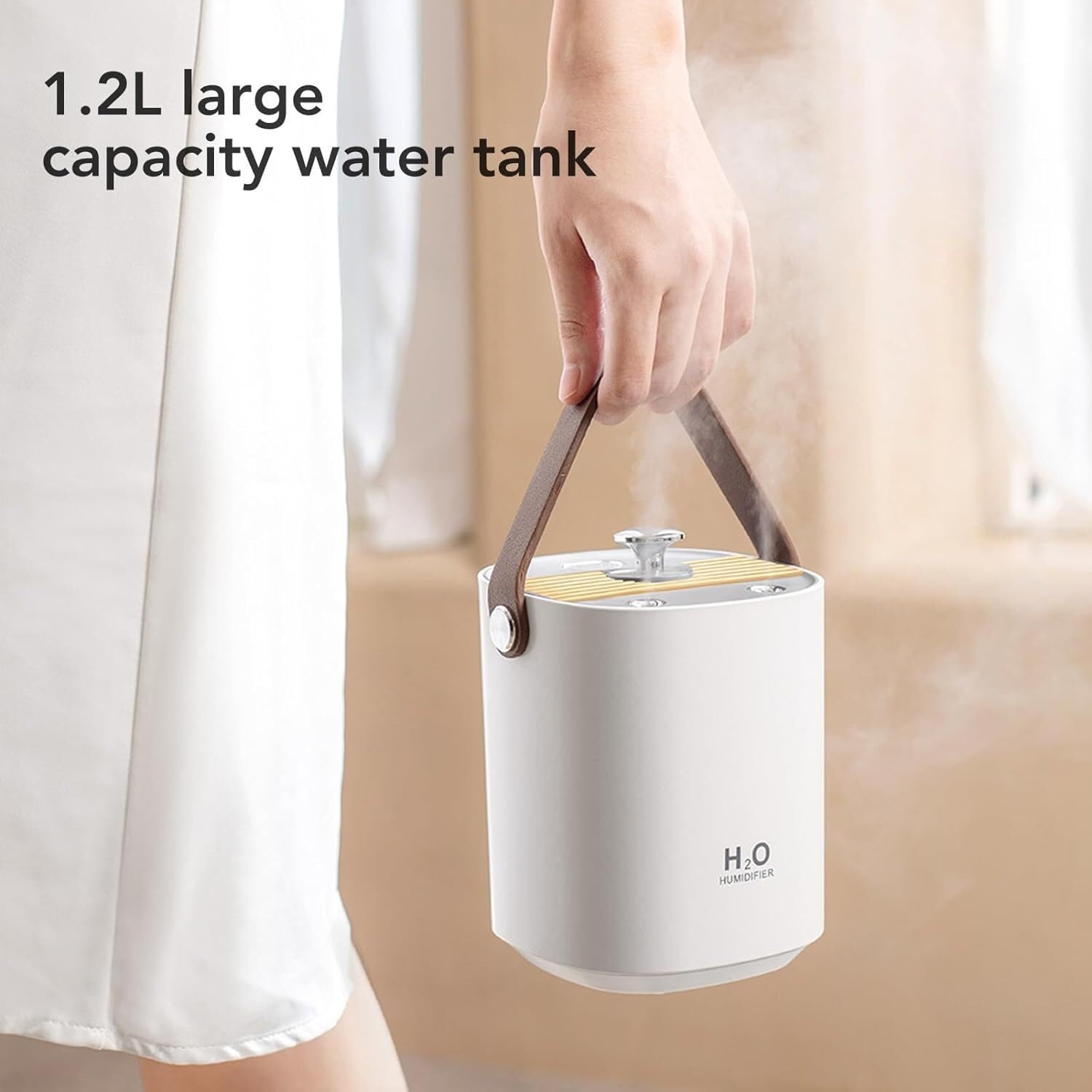 Domésticos Humidificador, Mini Humidificador Silencioso de Doble Pulverización de 1,2 L for Dormitorio (Verde)(Bianco)