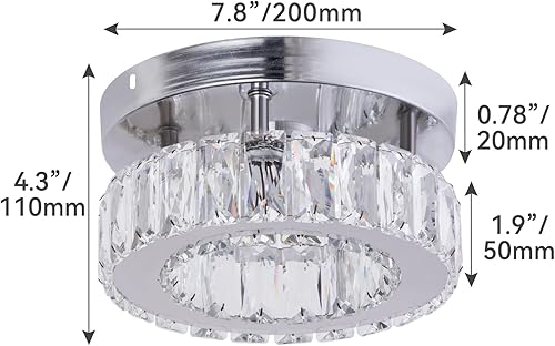 Miniatura 4 de Zenouidle Mini lámpara de araña de cristal moderna de montaje empotrado, lámpara LED de techo de cristal para comedor, dormitorio, sala de estar,