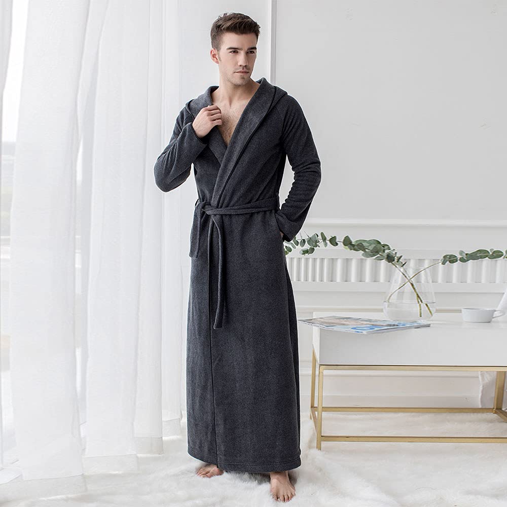 7 VEILS Albornoz de microfibra para hombre y mujer, largo hasta el suelo, con capucha
