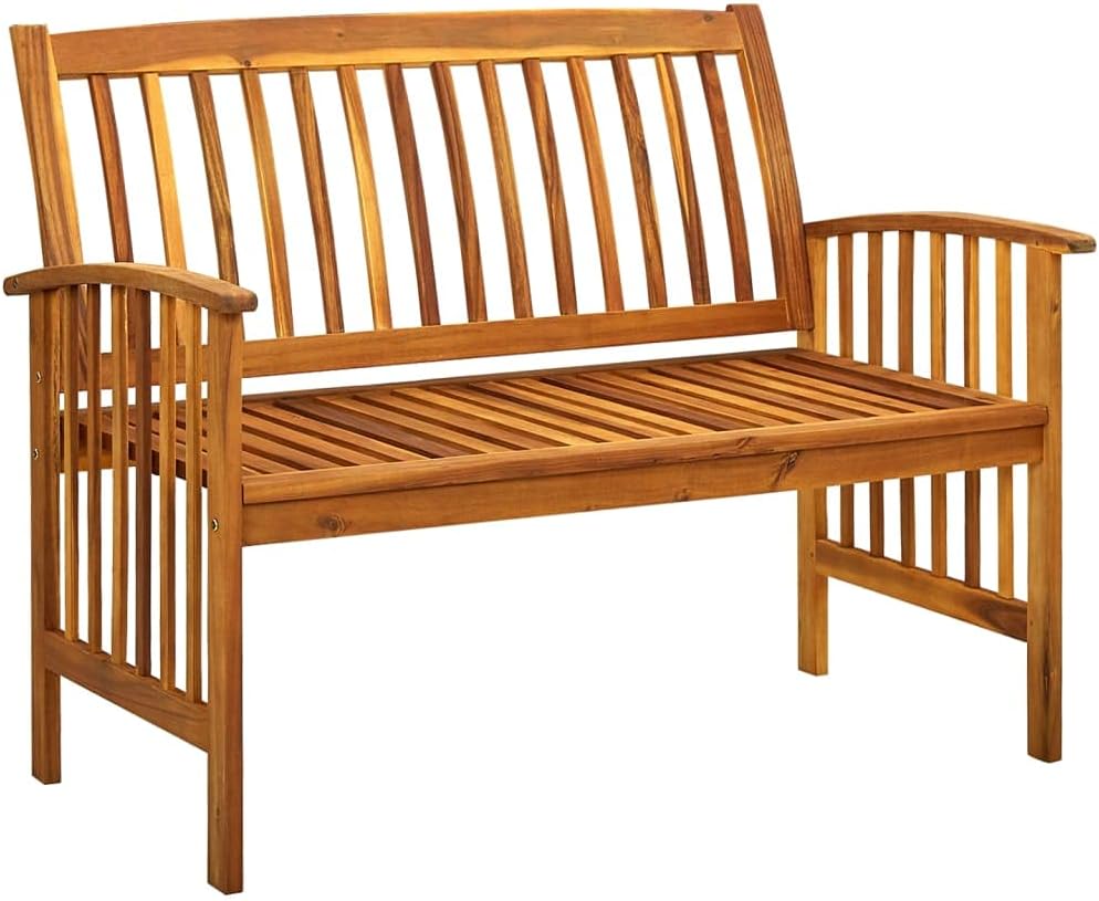 Patio Bench with Cushion,Outdoor Bench,Garden Bench,Porch Chair,Park Bench,Lounge Bench,Comfortable Bench,Featuring Slatted Design, for Porch,Courtyard,Garden,Park,Backyard,46.9" Solid Acacia Wood