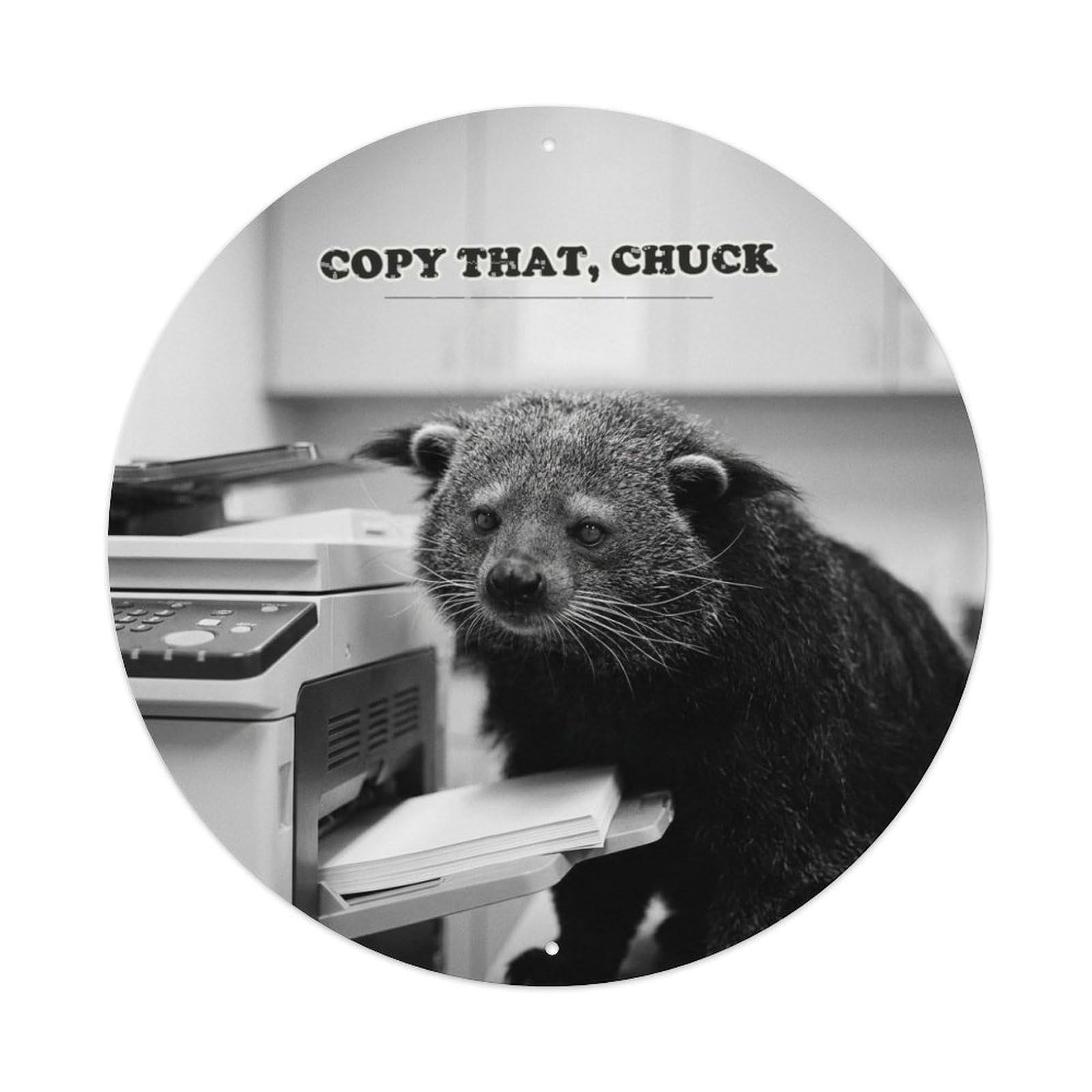 Animal Binturong Copy Surreal Anthropomorphic Black Fable Vintage Metal Tin Sign Plaque Wall Decor for Cafe, Man Cave, Club Bar, Office, Home Garden Round Metal Poster 8x8Inch