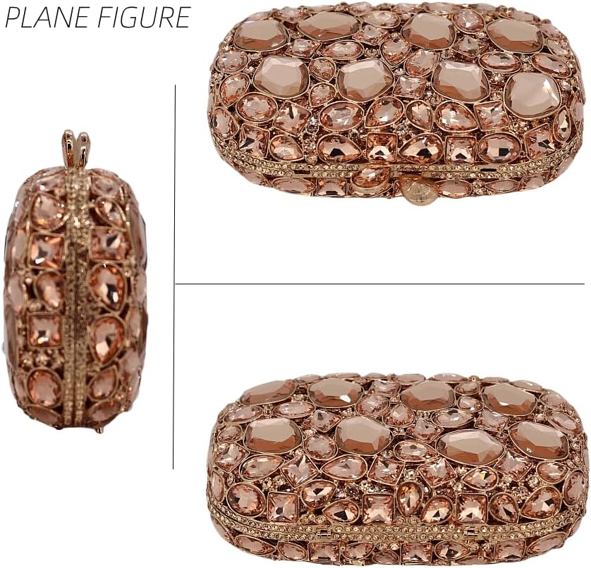 Rhinestone Crystal Clutch Purse for Women, Evening Wedding Formal Bag with Synthetic Agate Stones Clasp, Silver