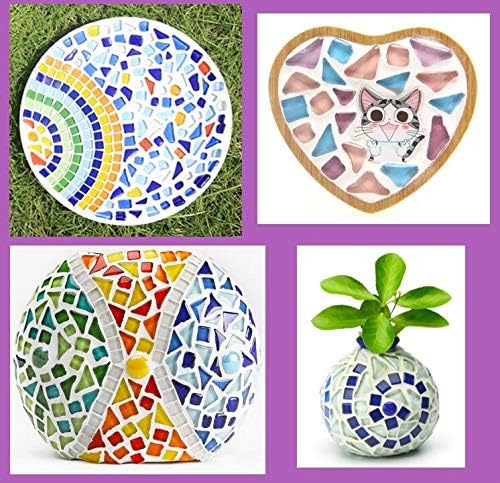 Mosaic Tiles Irregular Mosaic Glass Pieces Square and Triangle Glitter Crystal Mosaic Tiles for DIY Art Craft Decoration 200g