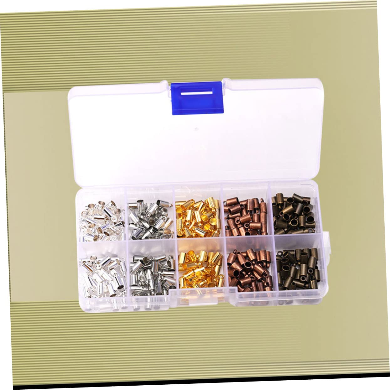 Lurrose 600pezzi Cappucci Ottone Per Corda Pelle Kit Di Accessori Per Creazione Gioielli e Nappa Per Collane e Bracciali Fai Da Te