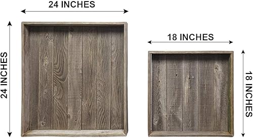 Miniatura 3 de Rockin' Wood Bandeja otomana cuadrada de madera reciclada rústica de granja de 24 x 24 pulgadas para decoración de mesa de café o encimera de cocina