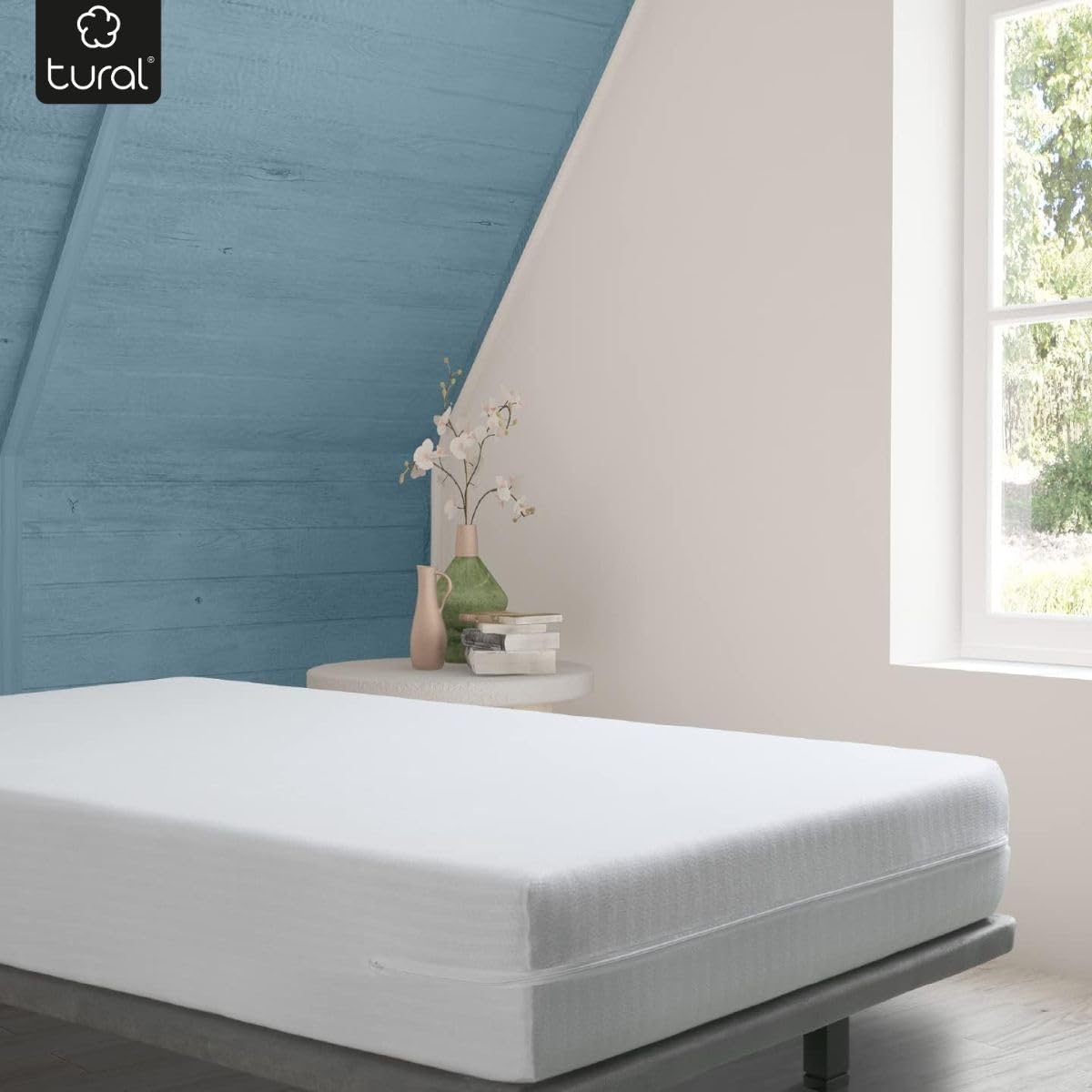 Tural - Fodera per materasso 120x190/200 cm Piazza e mezza | Regolabile | Certificato Oeko-TEX | Materasso con Cerniera | Protezione Ottimale e Resistente - Bianco