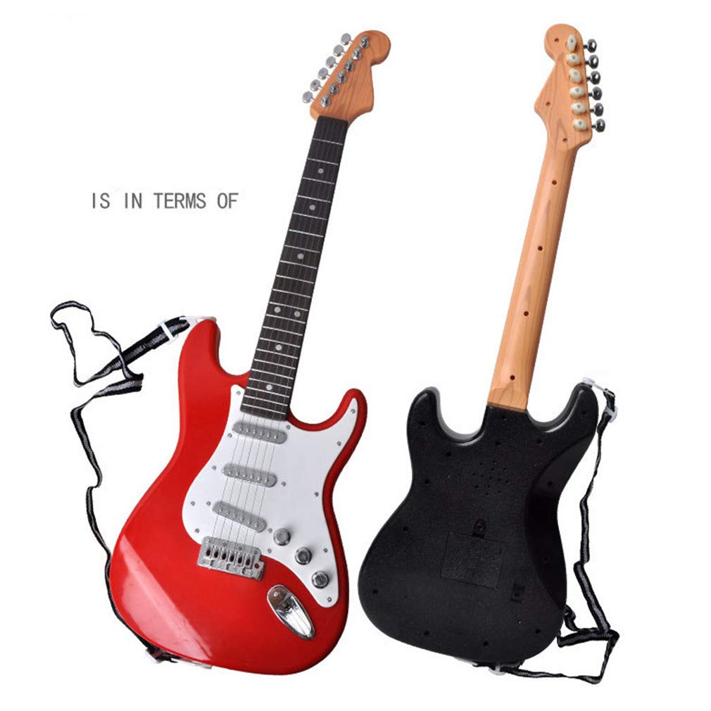 Guitarra Juguete De Plástico Rojo De 35.5 Cm – Sonido Melódico Y Cuerdas Suaves Para Niños De 3 A 5 Años, Instrumento Musical Educativo