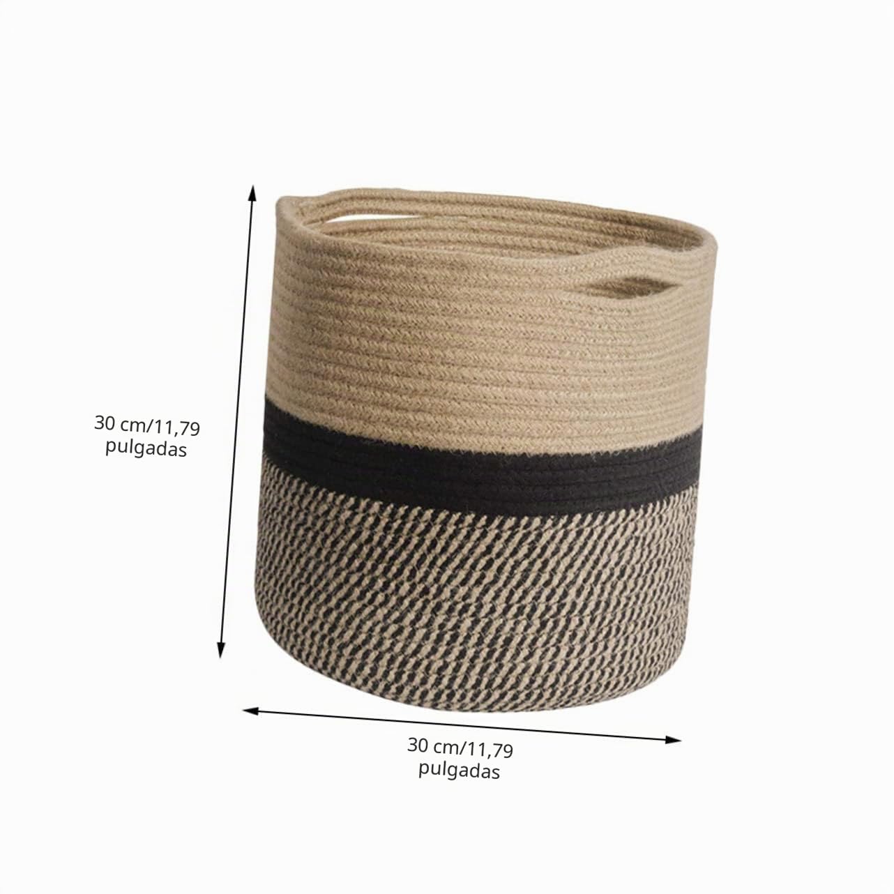 Cesta Organizadora Redonda en Color Amarillo y Negro de Algodón Gran Capacidad de Manera Práctica y Elegante para Almacenar Juguetes y Ropa
