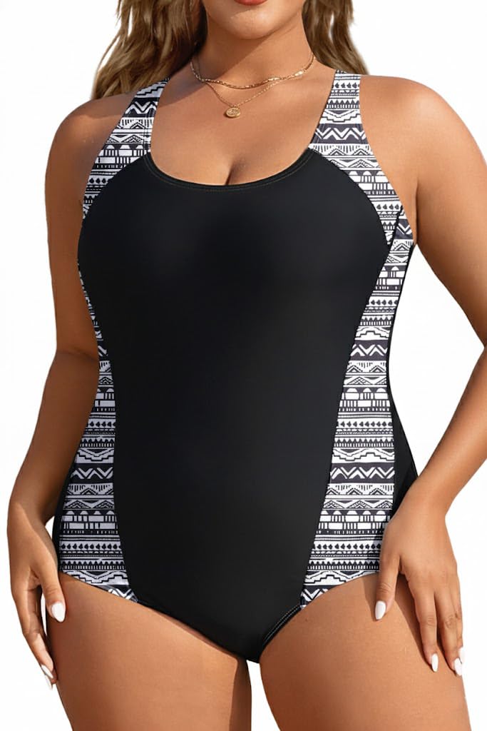 Plus Size One Piece Swimsuits for Women Athletic Tummy Control Bathing Suit