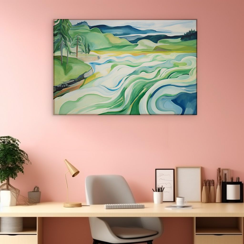 Canvas for Living room. Flowing Serenity: A Journey Through Shades of Blue and Green, 27 x 18 inch Canvas Wall Art - Contemporary Masterpieces - Modern Home Decor - 69x46 cm (27x18 inch)