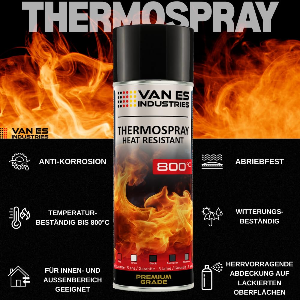 VE-INDUSTRIES 12x Ofenlack Ofenfarbe hitzebeständige Thermolack Kaminlack Farbe 800°C schwarz-matt 400 ml