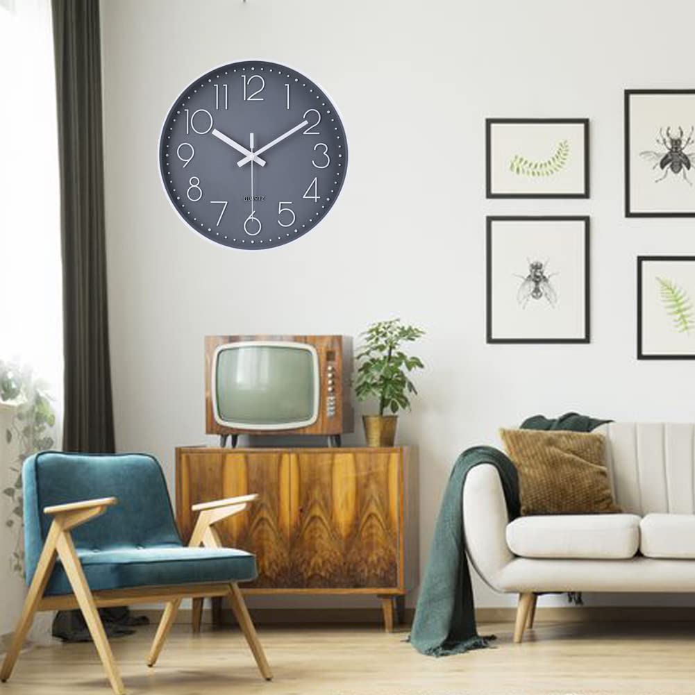 Moderno Orologio da Parete Silenzioso Orologio da Cucina Quarzo da 30 cm (Grigio-Bianco)
