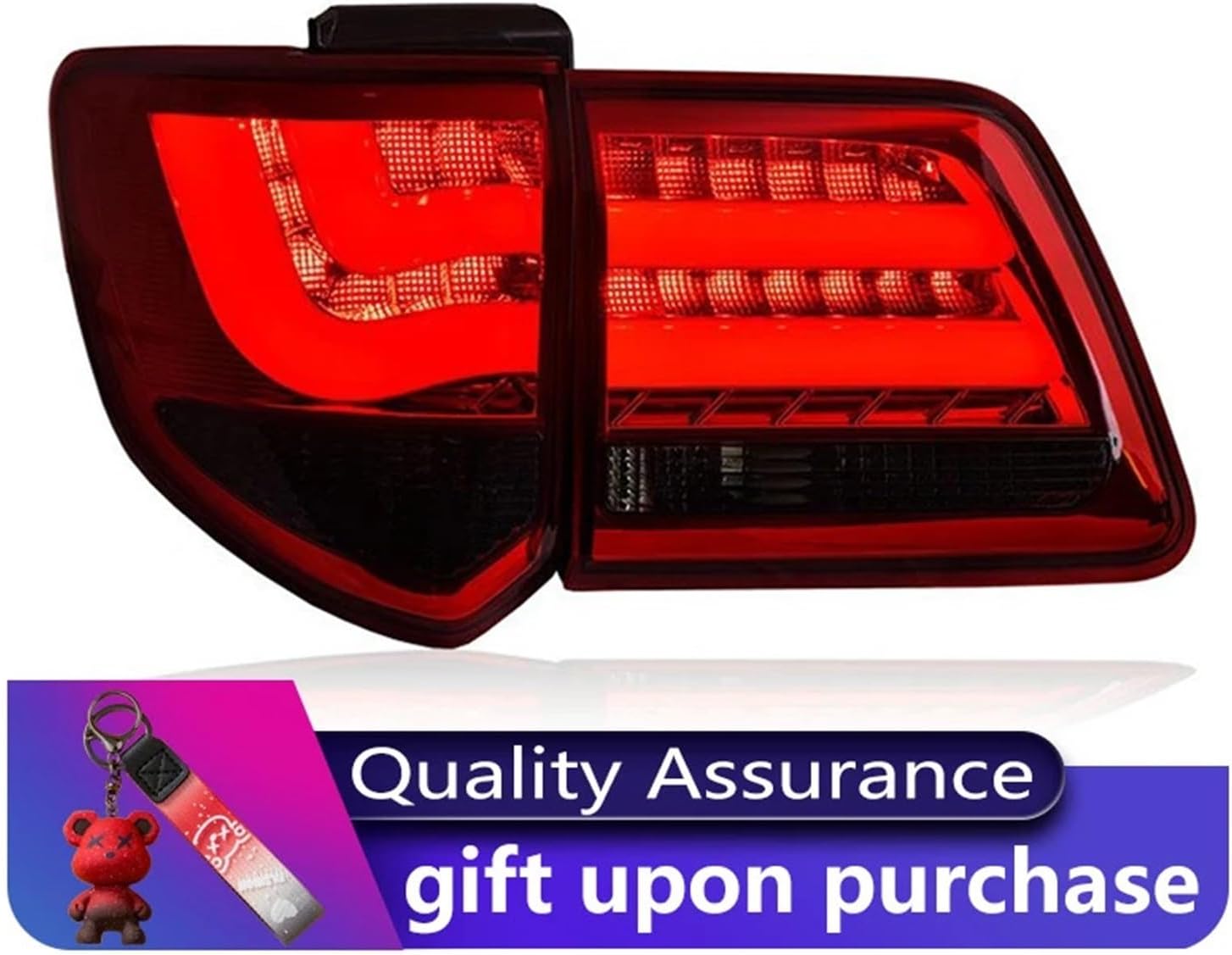 Car Taillight Compatible for Fortuner 2011-2015 Full DRL Highlight Tool Rear Turn Signal Lamp(Red)