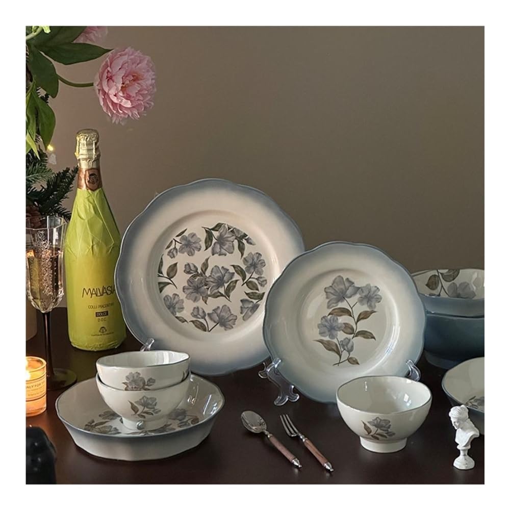 Ceramiczne talerze obiadowe, płytkie talerze obiadowe do domu, idealne na dim sum i warzywa, zestaw 4 sztuk, trwały i elegancki design do codziennego użytku