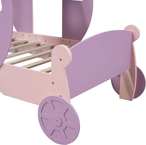 Miniatura 81 de Cama creativa de madera tamaño individual, plataforma para niños, cama en forma de automóvil para niños, niñas, adolescentes, uso en el dormitorio