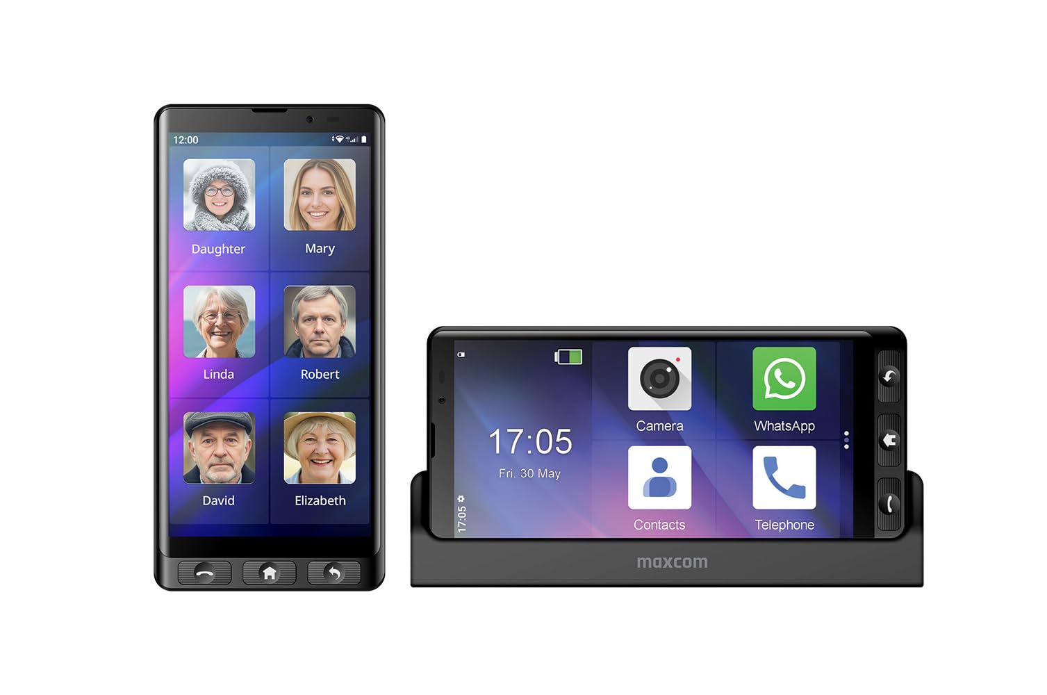 Teléfono Móvil para Personas Mayores MAXCOM MS601, Smartphone para Mayores con Whatsapp, Iconos Grandes, Botón SOS, Pantalla Grande 6”, Base de Carga, Volumen Alto, Android 14, Batería 4000 mAh, 64GB