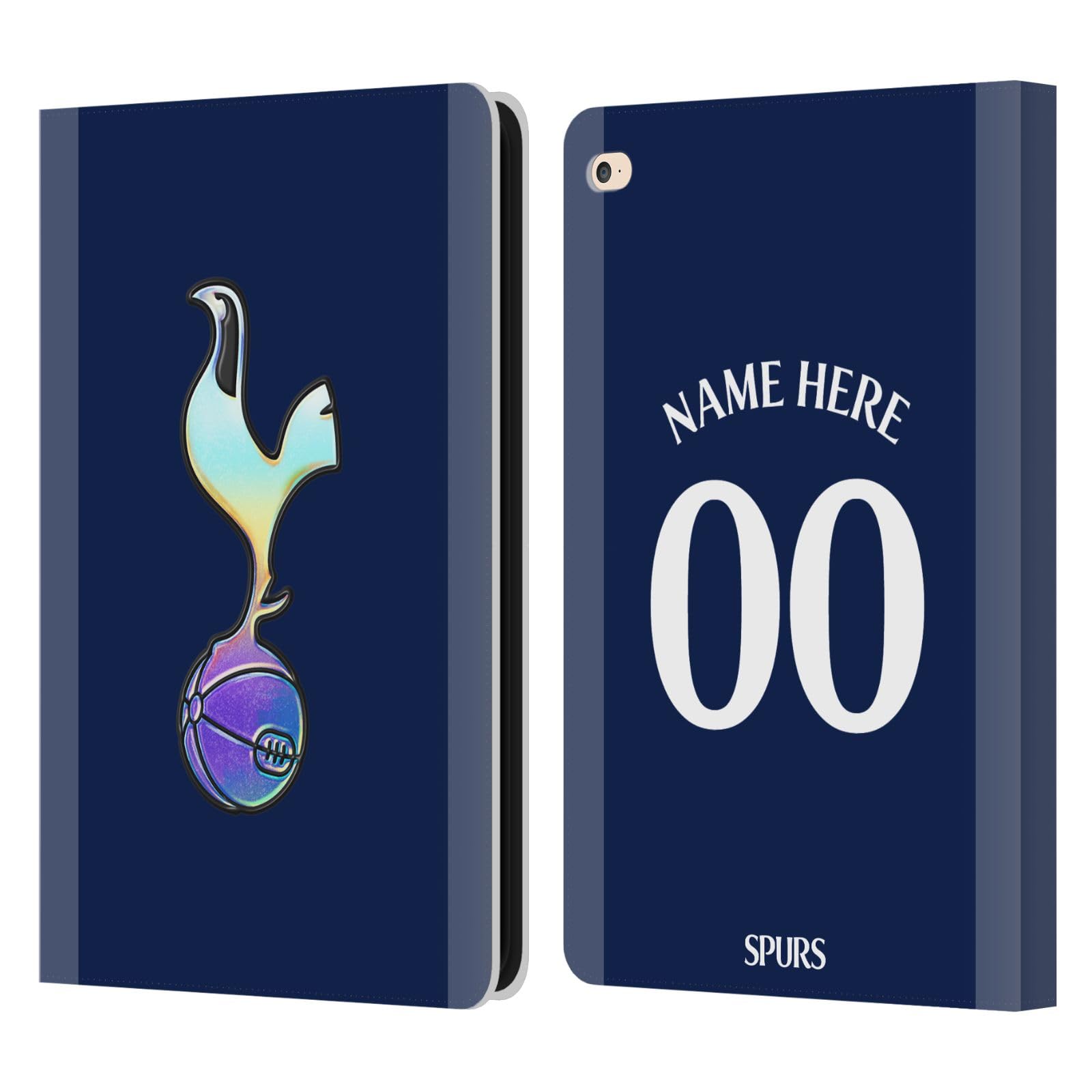 Head Case Designs Officially Licensed Custom Customized Personalized Tottenham Hotspur F.C. Dark Blue and Purple 2023/24 Badge Leather Book Wallet Case Cover Compatible with Apple iPad Air 2 (2014)
