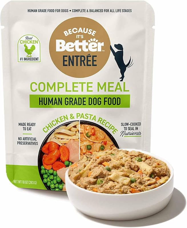 Ração Úmida para Cães Because It's Better Entree com Frango e Massa, 283 g, Pacote com 6
