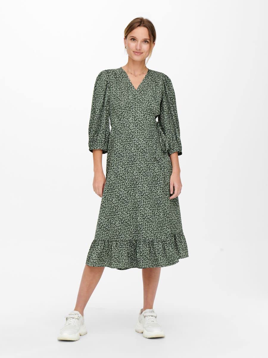 Only Onlolivia 3/4 Wrap Midi Dress WVN Noos Robe midi Femme