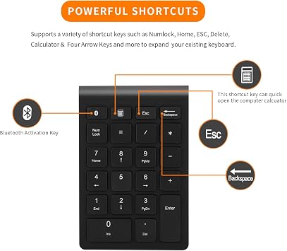 Gugxiom Bluetooth Number Pad,22 Keys Portable Mini Financial Accounting Numeric Keypad,Bluetooth 5.0 10 Key Numeric Keypad for Laptop/Desktop/PC/Notebook(Black)