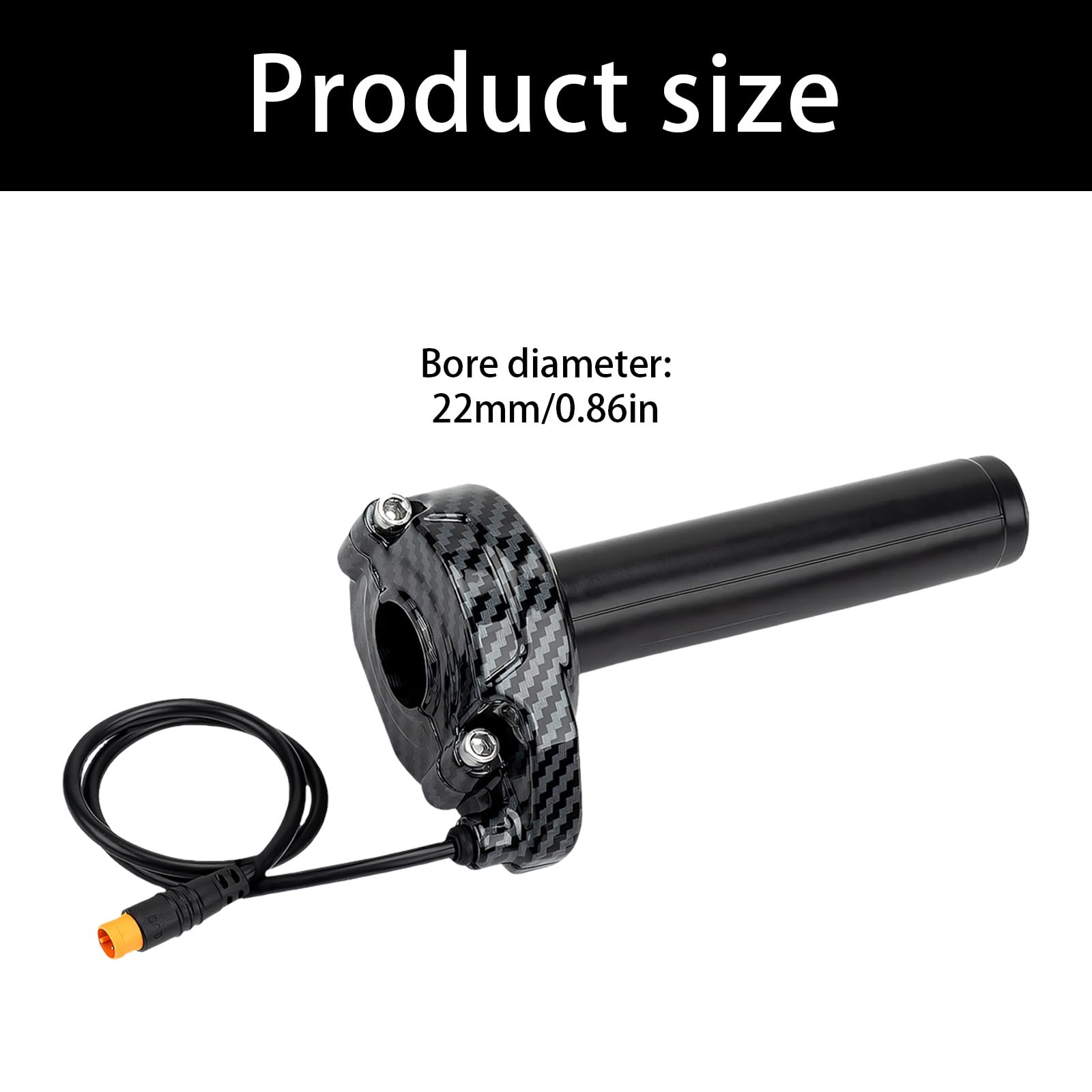 Generisch Commande de poignée rotative en ABS pour le remplacement du guidon de vélo électrique, ensemble de levier d'accélérateur de 22 mm avec spécification 12 V-72 V et jeu de câbles de