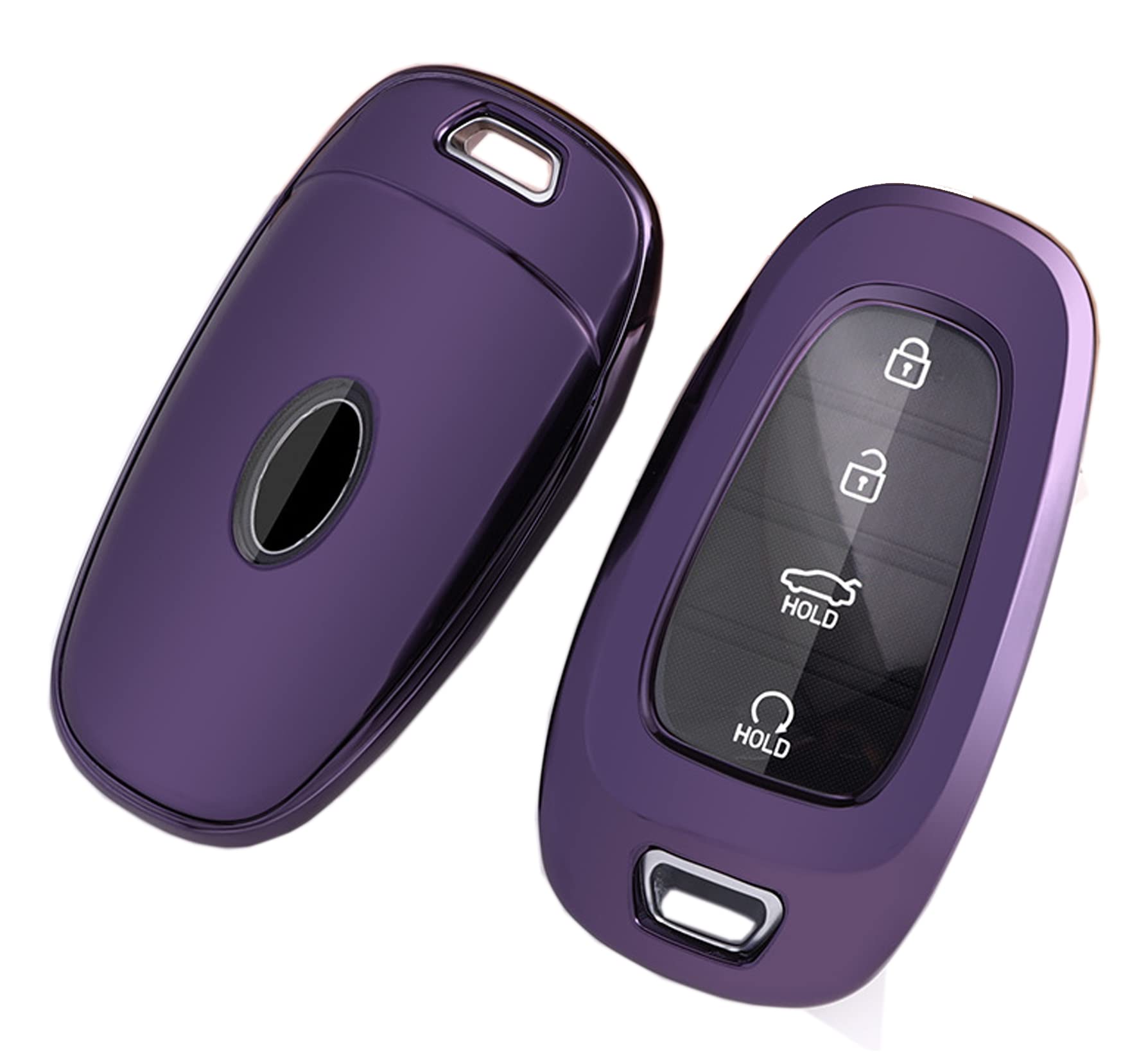Key Fob Cover Case Fit for 2022 2021 2020 Hyundai Sonata Nexo Santa Fe Tucson Remote Holder Keyless Entry Accessories, Dark Purple, Specific Vehicle
