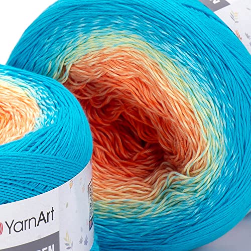 Image of Yarn Art Flowers Rosegarden 100% Cotton 250gr 8.80 oz 1094yds Multicolor Cotton Yarn Rainbow Crochet Yarn Spring Summer (317)