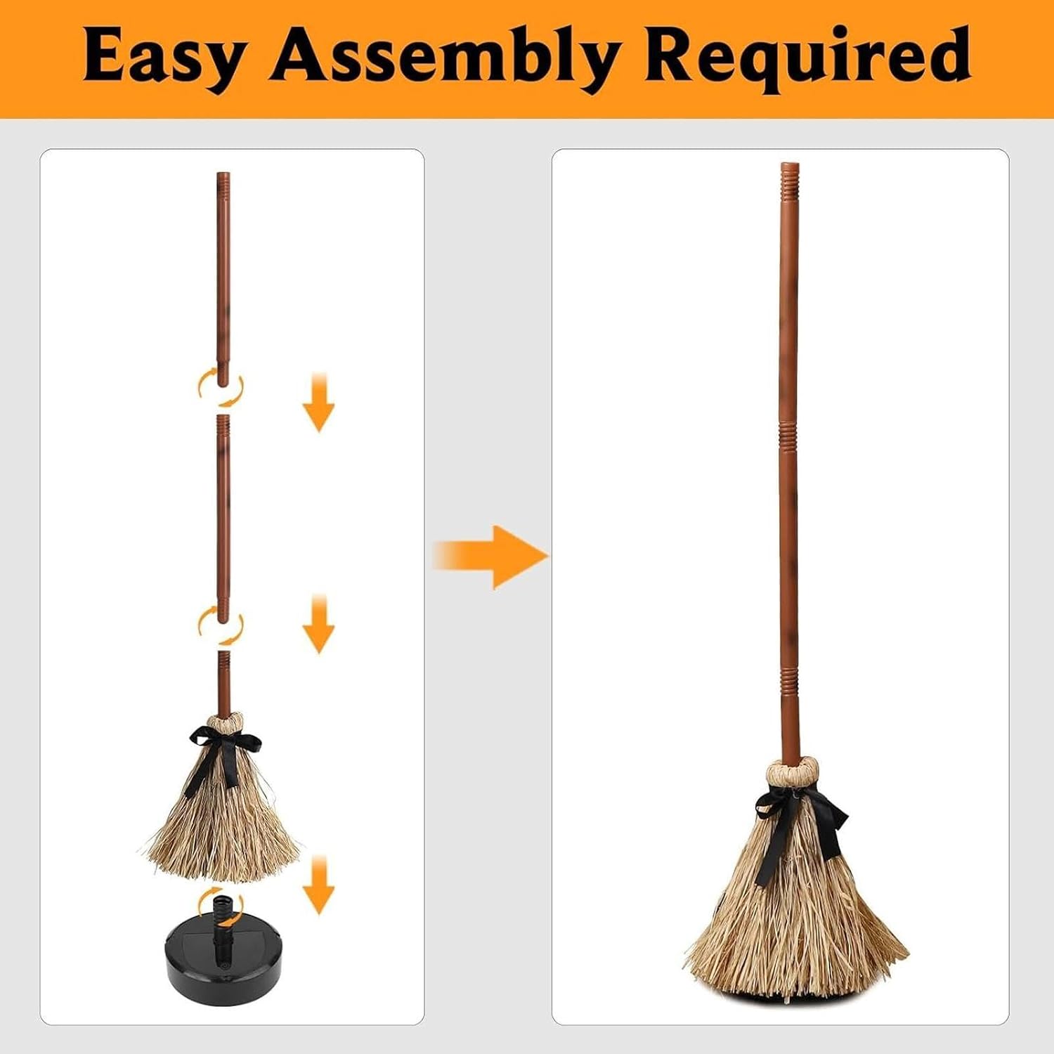 Witch Broom, Dancing Floating Halloween Decoration with Spooky Sounds 40in
