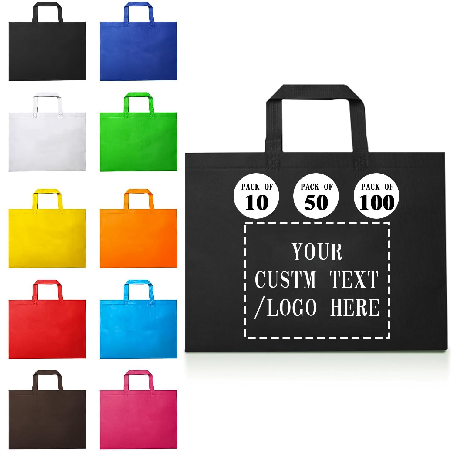Bolsas personalizadas con logotipo, juego de 50/100/200, bolsas de comestibles reutilizables, bolsas de compras, publicidad para eventos de negocios, artículos promocionales, Bolsas personalizadas
