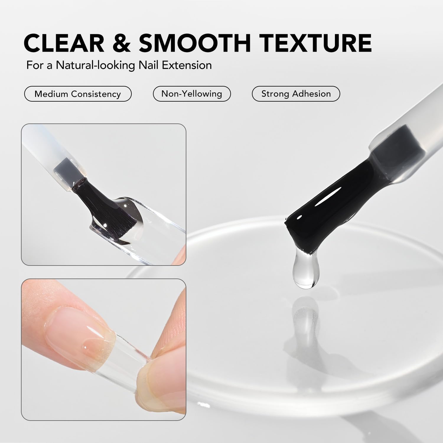 GAOY 2-in-1 Nail Glue and Base Gel Kit, 2 Pcs 16ml Gel for Acrylic