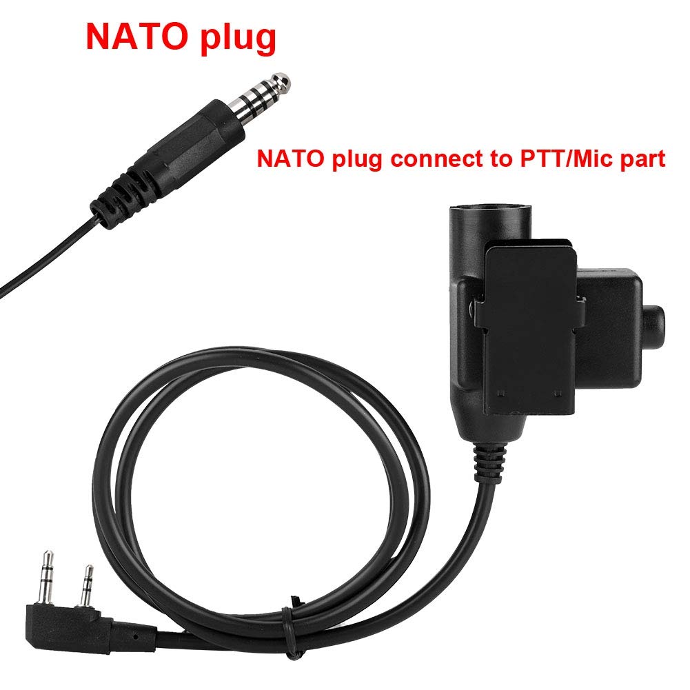 Diyeeni Kopfhörer Typ Walkie-Talkie, Kopf K-PTT Militärklasse / Effektiver Strahlungsschutz / Gehörschutz mit OTAN-Stecker, In-Ear-Kopfhörer im Luftkanal