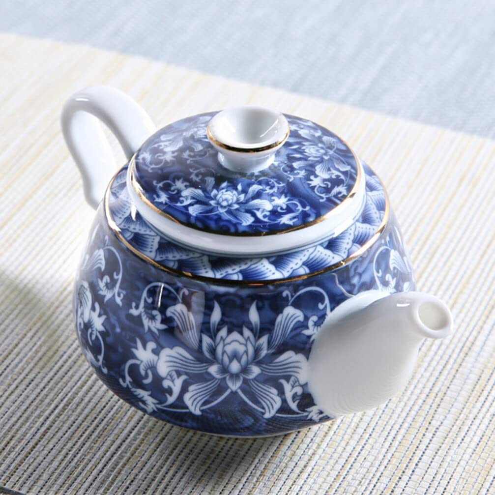 Teteras, Tetera Azul Y Porcelana Tetera De Cerámica con Asa Tetera Tetera De Cerámica Olla De Caldo Tetera Portátil Tetera Casera Tetera China Tetera De Escritorio Decora,