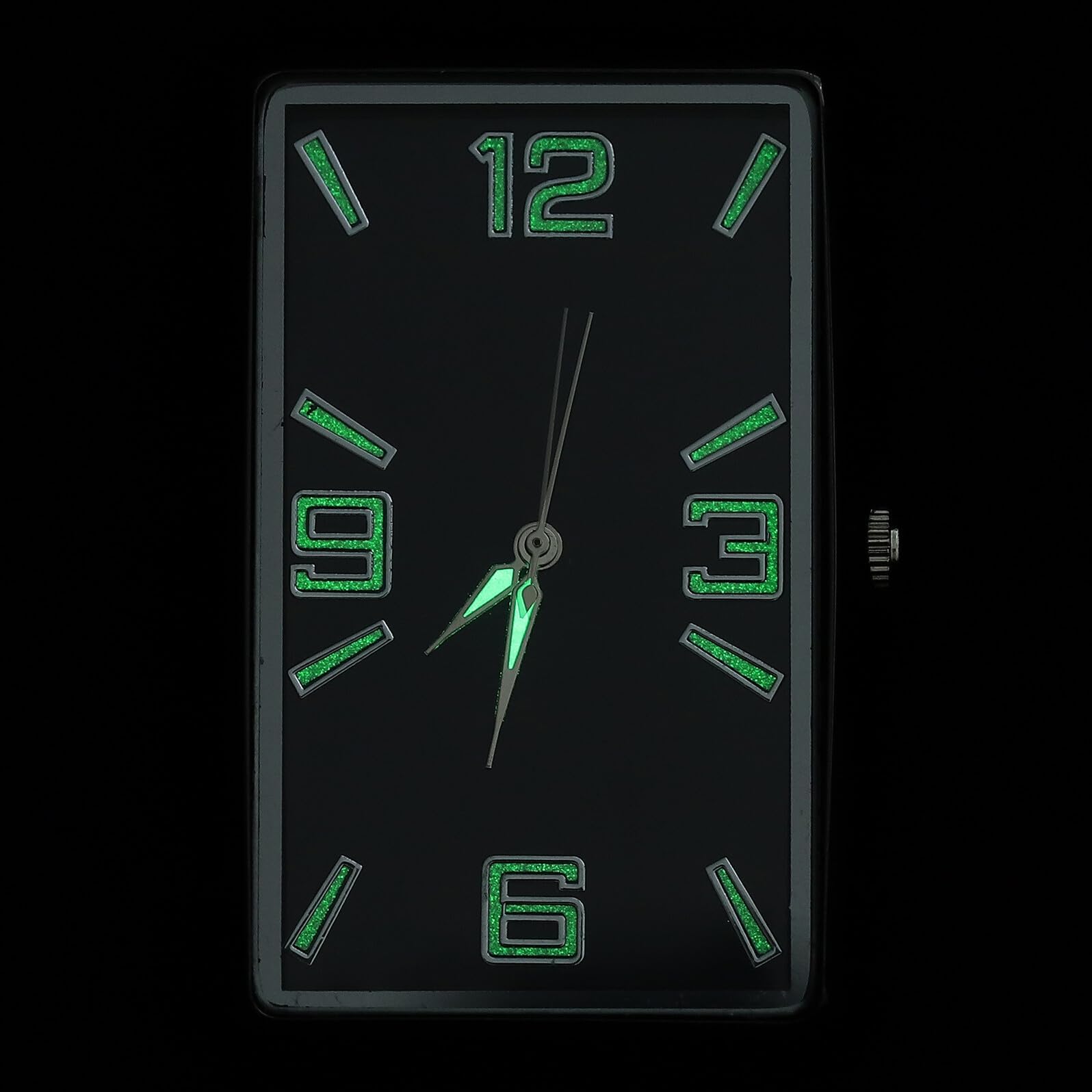 Healeved Square Adhesive Analog Car Dashboard Clock Black Vertical Design Universal Tiny Clock Fluorescent Hands for Vehicle Interior Decoration