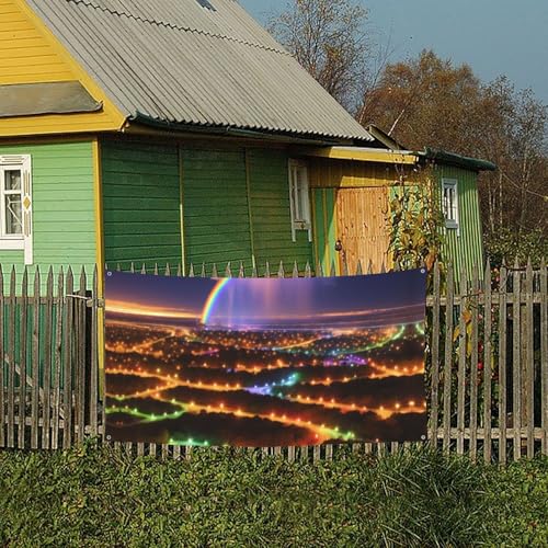MINDBBDFJ Rainbows And Lights Print Banners And Signs For Outdoor/Indoor,Personalized Banner Customizable Parties Halloween Banner (180x90cm)4