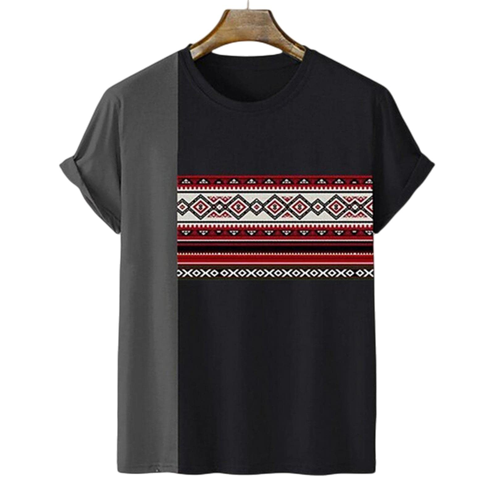 MOGSA T-shirty letnie męskie koszulki nadruk z krótkim rękawem na co dzień oversize sweter okrągły dekolt grafika luźna koszulka-26,3XL