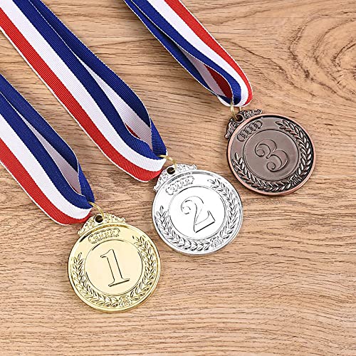 Médaille de Métal,3 pcs Or Argent Bronze Médailles pour Enfants Médailles Olympiques Médaille Récompensant avec Cordon…