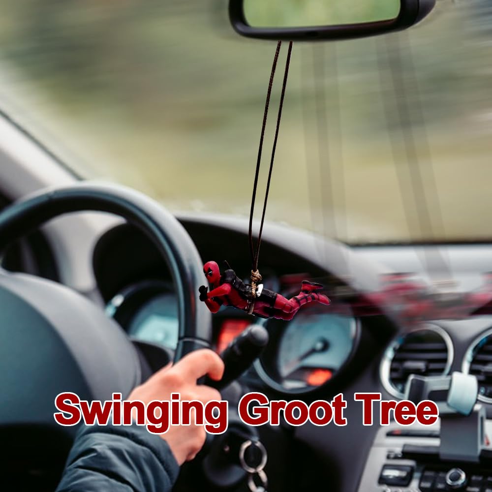 Ciondolo Auto Altalena, Deaadpool Carino Ornamenti, Specchietti Retrovisori, Mini Appeso Altalena, Ciondolo per Veicolo, Appeso Ornamento Accessori per Autto e Casa