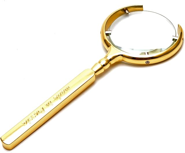 Magnifying Glasses 8X Exquisite Metal Handheld Magnifier for Hobbies,Home Study, Reading, Error Checking and Amblyopia, Insect Observation (Golden 60MM)