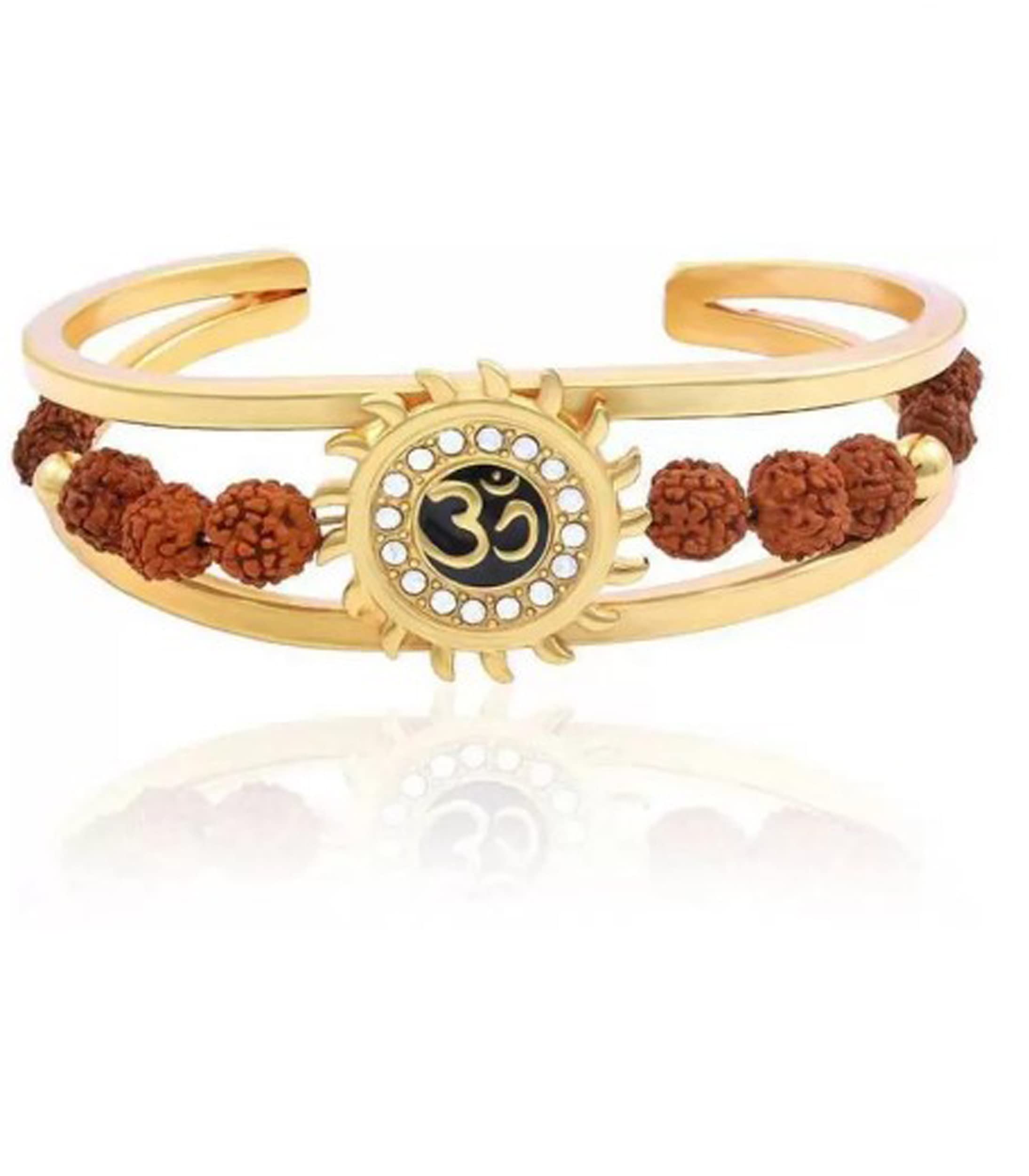 Buy Gold EraRudraksha American Diamond Om Cuff Kada Bracelet Adjustable