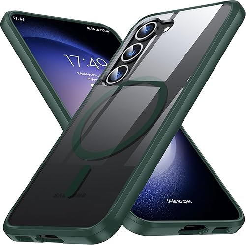 Funda magnética para Samsung Galaxy S23 con MagSafe transparente antiamarilleo a prueba de golpes militares Funda rígida delgada con parachoques de