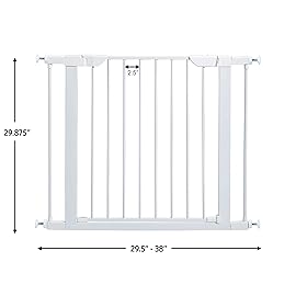 MidWest Homes for Pets 29-Inch High Walk-Thru Pressure Mounted Steel Dog Gate, Expands to 38 Inches Wide, Includes 3-inch Extensions, White