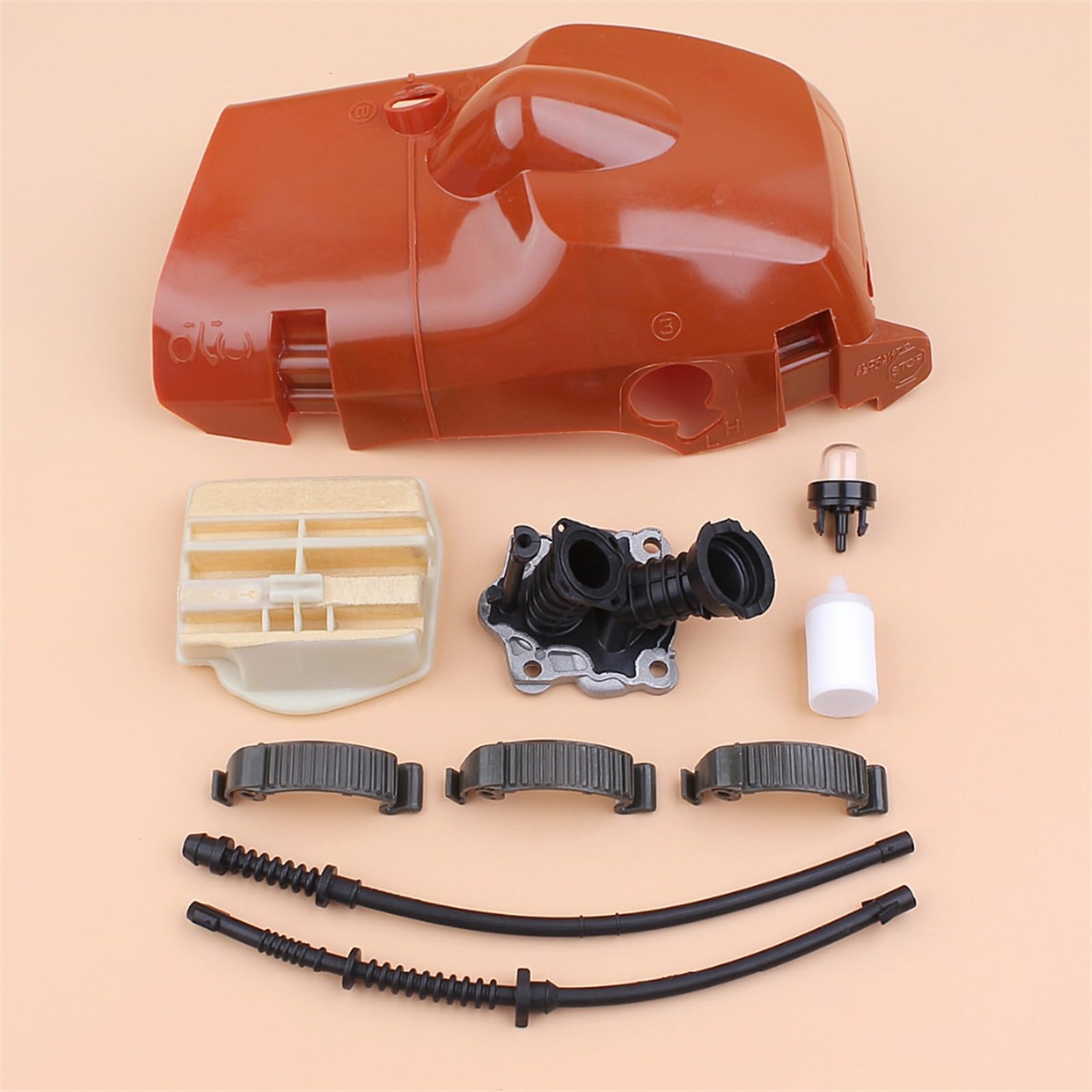 Kit de filtro de aire del colector de admisión del Clip de la cubierta superior del cilindro apto for Husqvarna 445 E 445e 450 450e repuesto de motosierra de gasolina