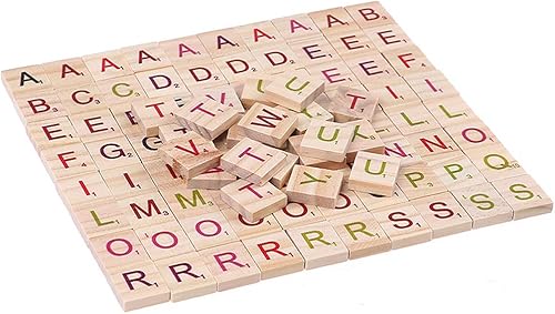 200 piezas de azulejos de madera Scrabble letras del alfabeto números de color rompecabezas digital juguetes de madera para recuerdos de niños