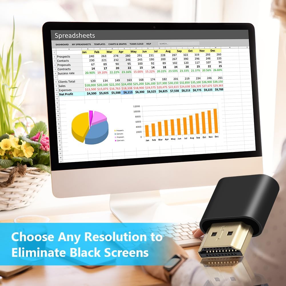 AXFEE HDMI Dummy Plug — эмулятор дисплея, виртуальный разъем HDMI 4K, бесшумный эмулятор дисплея с корпусом из алюминия премиум-класса (подходит для комплекта Headless-1920x1080@ 60 Гц — 1 шт.)