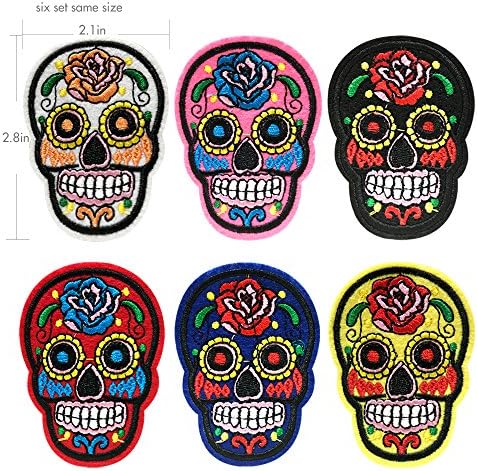 Bundle 6 Pieces Tactical Military Morale Patch Novelty Iron Set Skull Candy Fully Embroidered (Skull Candy)