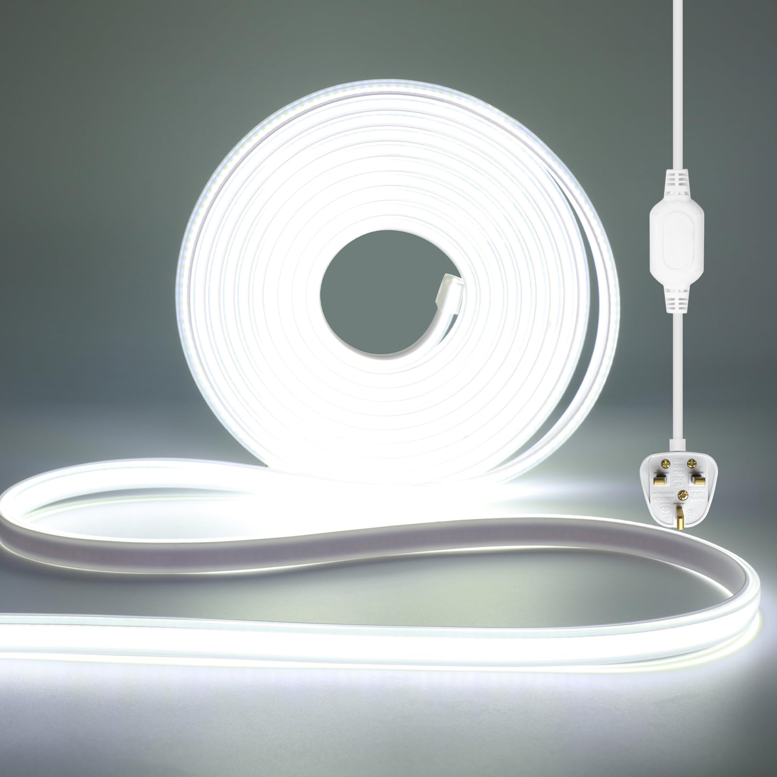 Wisada 220V COB LED Strip [35m, White Light 6000-6500K], IP65 Waterproof Flexible, 288 LEDs/M Cuttable FCOB LED Fairy Light CRI85+, Home Store Party Decoration