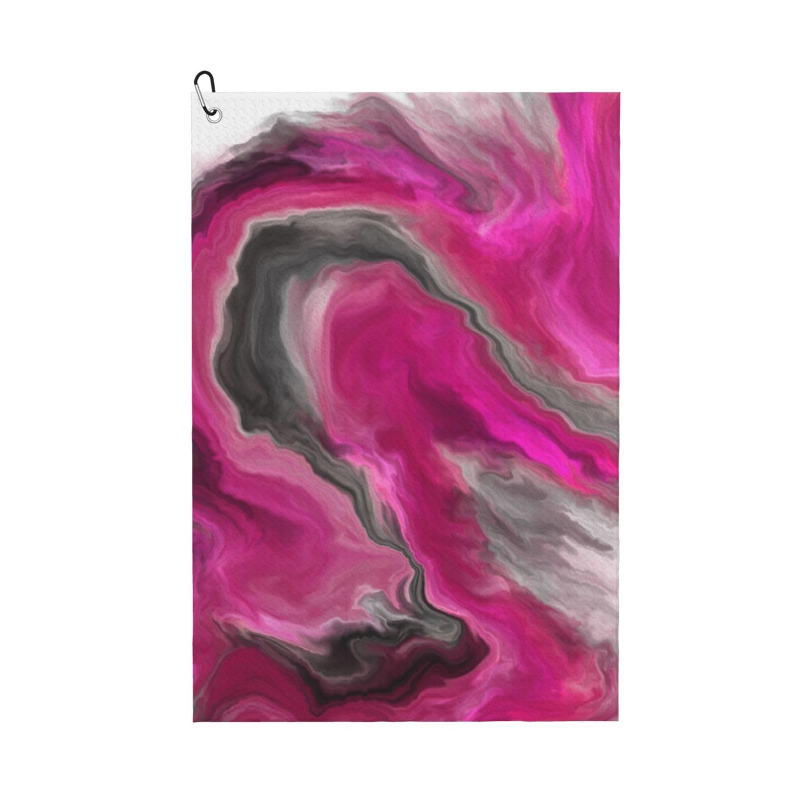 Hnnkloy Magenta Black Grey Jewel Tone Fluid Art Swirl, 16x24 in Portable Waffle Golf Towels with Carabiner Clip for Golf Bag