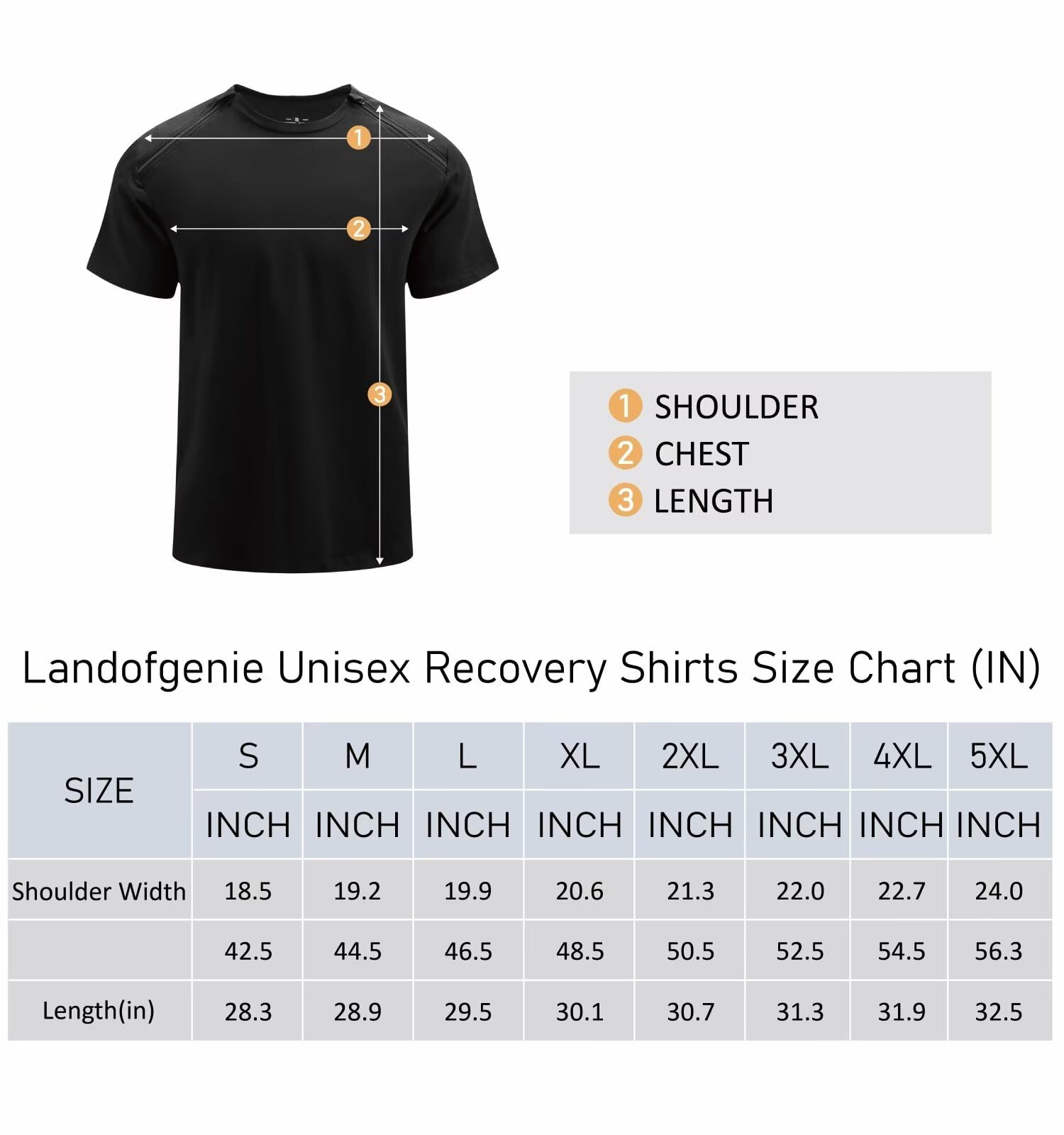 Landofgenie Camisetas Deportivas Unisex después de cirugía de Hombro para Hombre y Mujer, Camiseta Funcional con Cremalleras Laterales Izquierda y Derecha, Camisetas Activewear, Negro