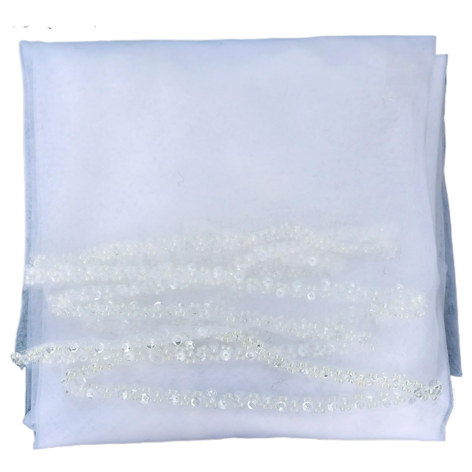 Schleier Braut Zarte Hochzeit Schleier for Braut Perlen Schleier Mit Kristallen Rand Braut Kristall(WHITE,100cm)
