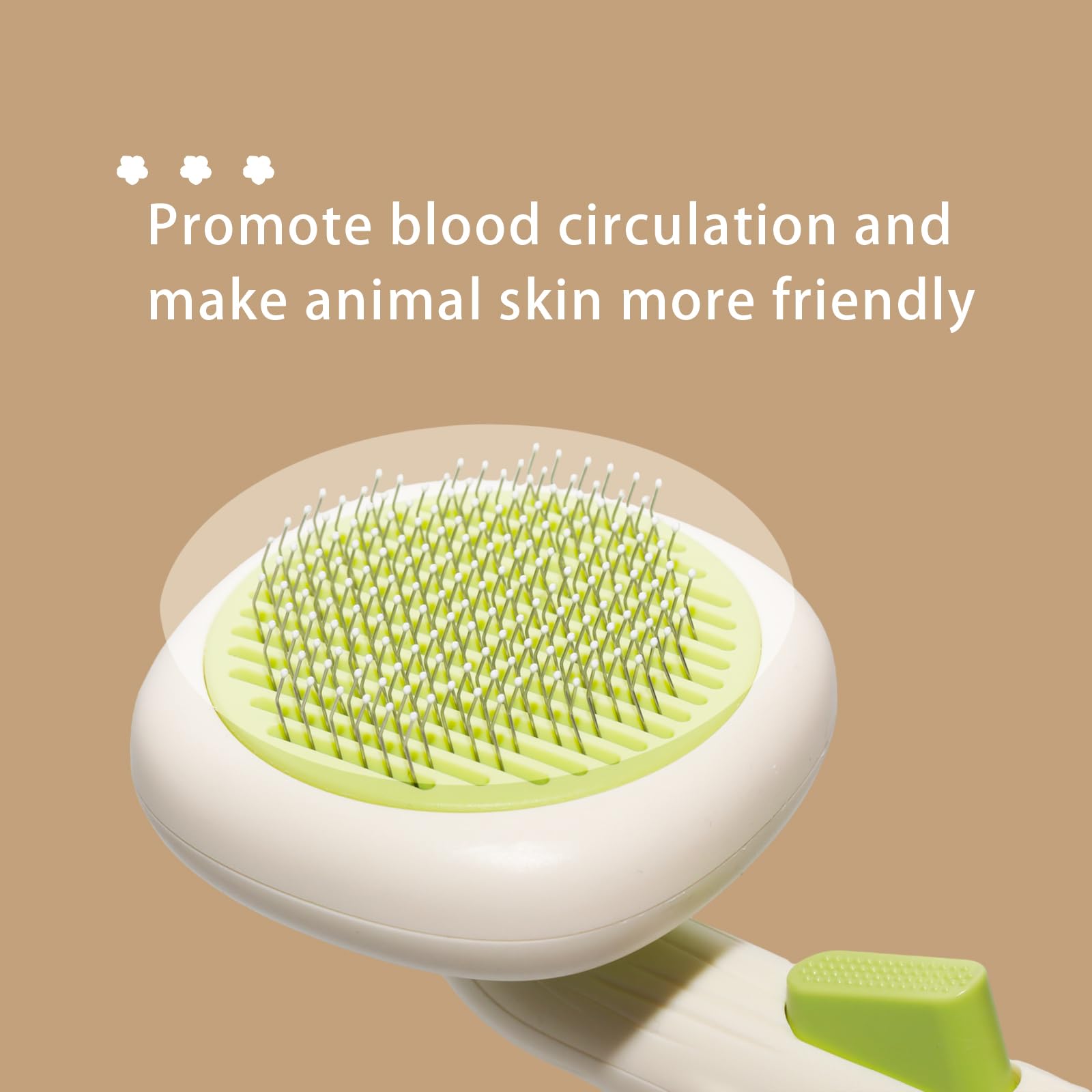 Anphly Pet Massage Comb, Knot Opening Comb, Self-Cleaning, Cat And Dog Universal, One Click Hair Removal,Pet Supplies Hair Remover Tool, White Green - Persimmon Style, 1 piece, 1 sale 3